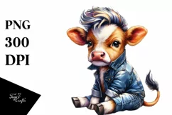 Sitting Baby Cow PNG Product Image 1