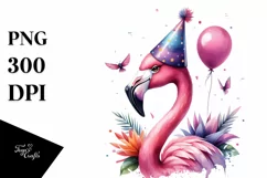 Whimsical Flowers,Flamingo Party Hat | Clipart Product Image 1