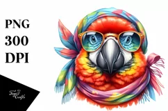 Vibrant Macaw with Scarf and Sunglasses | Sublimation | Product Image 3