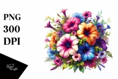 Vibrant Colorful Petunia Bouquet | Clipart Product Image 1
