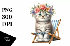 Colorful Kitten Beach Chair | Sublimation | Clipart Product Image 1