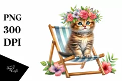 Colorful Kitten Beach Chair | Sublimation | Clipart Product Image 1