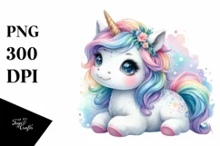Colorful Baby Unicorn PNG Product Image 1