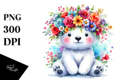 Vibrant Cartoon-Style Polar Bear PNG Product Image 1
