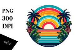 Retro Tropical Rainbow Sunset Tshirt Product Image 1