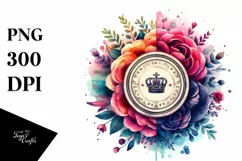 Artistic Seal Retro Vibrant Watercolor Flowers Product Image 1