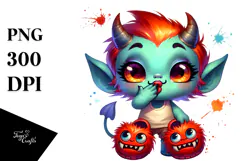 Cute Demon Blowing Kiss PNG Product Image 1