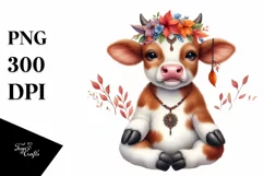 Funny Baby Cow Autumn Clipart Product Image 3