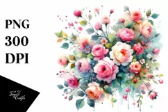Colorful Abstract Roses Clipart PNG Product Image 1