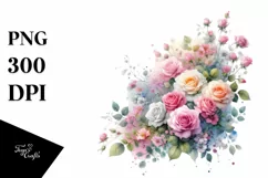 Colorful Abstract Roses Clipart PNG Product Image 1