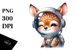 Cute Baby Deer with Astronaut Helmet, PNG Product Image 1