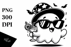Cute Ghost with Purse Holding Cocktail PNG Product Image 3
