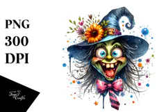 Silly Witch with Flower in Mouth PNG Product Image 1