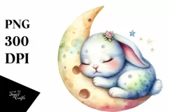 Cute Baby Rabbit Sleeping | Watercolor Clipart Product Image 3