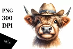 Cow Higland Cow Sun Hat Clipart Product Image 3