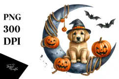 Puppy Halloween Moon Design, High-Res PNG Product Image 1