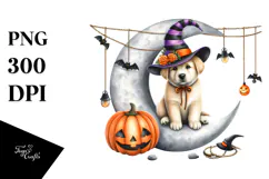 Puppy Halloween Moon Design, High-Res PNG Product Image 1
