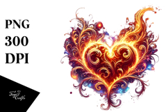 Digital Painting Heart on Fire PNG Product Image 1
