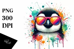 Colorful Penguin Sunglasses Paint-Like Artistic Product Image 3