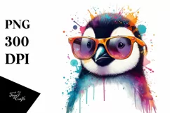 Colorful Penguin Sunglasses Paint-Like Artistic Product Image 1