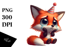 Cute Fox with Party Hat PNG Product Image 1