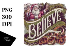 Retro Believe Christmas Png Product Image 5
