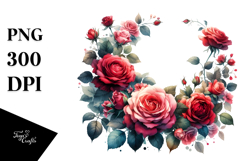 Vibrant Red Roses Horizontal Frame | Clipart Product Image 1
