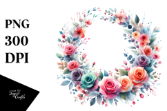 Colorful Abstract Wreath with Pink Roses Product Image 1