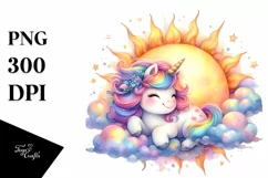 Colorful Baby Unicorn Sun | Sublimation | Clipart Product Image 1
