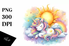 Colorful Baby Unicorn Sun | Sublimation | Clipart Product Image 1