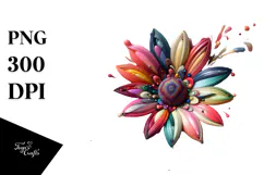 daisy with Watercolor Splash PNG Product Image 1