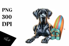 Great Dane on Beach at Sunset | Sublimation | Clipart Product Image 1