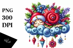 Baby Snail Christmas Sleeping on Cloud | Clipart Product Image 4