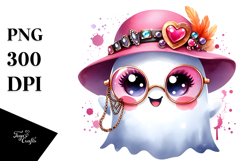 Cute Ghost with Glam Accessories PNG Product Image 1
