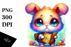 Crazy Baby Bunny with Treasure Map, PNG Product Image 1