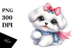 Watercolor Cute Maltese with Big Eyes Product Image 1