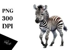Cute Baby Zebra Watercolor Clipart Product Image 1