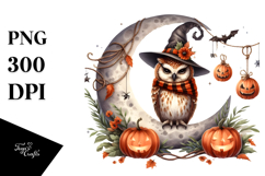 Halloween Owl on Half Moon PNG Product Image 1