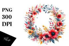 Colorful Abstract Floral Wreath PNG Product Image 1