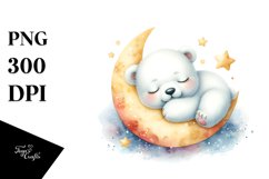 Colorful Baby Polar Bear Sleeping on the Moon Product Image 3