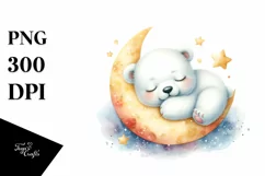 Colorful Baby Polar Bear Sleeping on the Moon Product Image 3