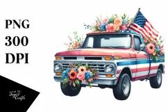 Pickup Truck Flower | Sublimation | Clipart Product Image 3