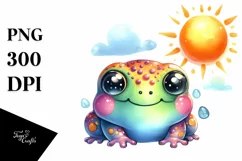 Colorful Baby Frog, Watercolor Clipart Product Image 1