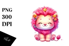 Cuddling Baby Lion Rainbow PNG Product Image 1