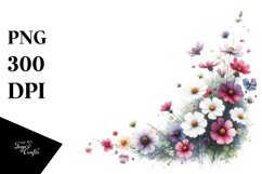 Centered Wild Flowers in Vibrant Frame | Clipart Product Image 3