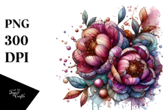 Abstract Stained Peonies PNG Product Image 1