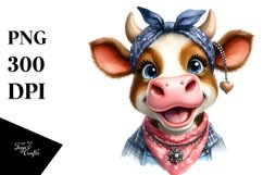 Cow Large Goofy Housewife Bandana Cow Clipart Product Image 3