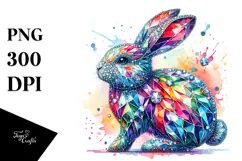 Abstract Shiny Pastel Bunny Made of Diamonds JPEG Product Image 1