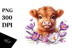 Cute Baby Highland Cow | Watercolor Clipart Product Image 3