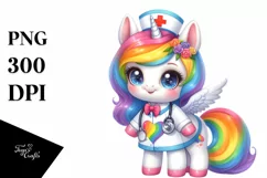 Cute Baby Unicorn Nurse Rainbow | Sublimation | Clipart Product Image 1